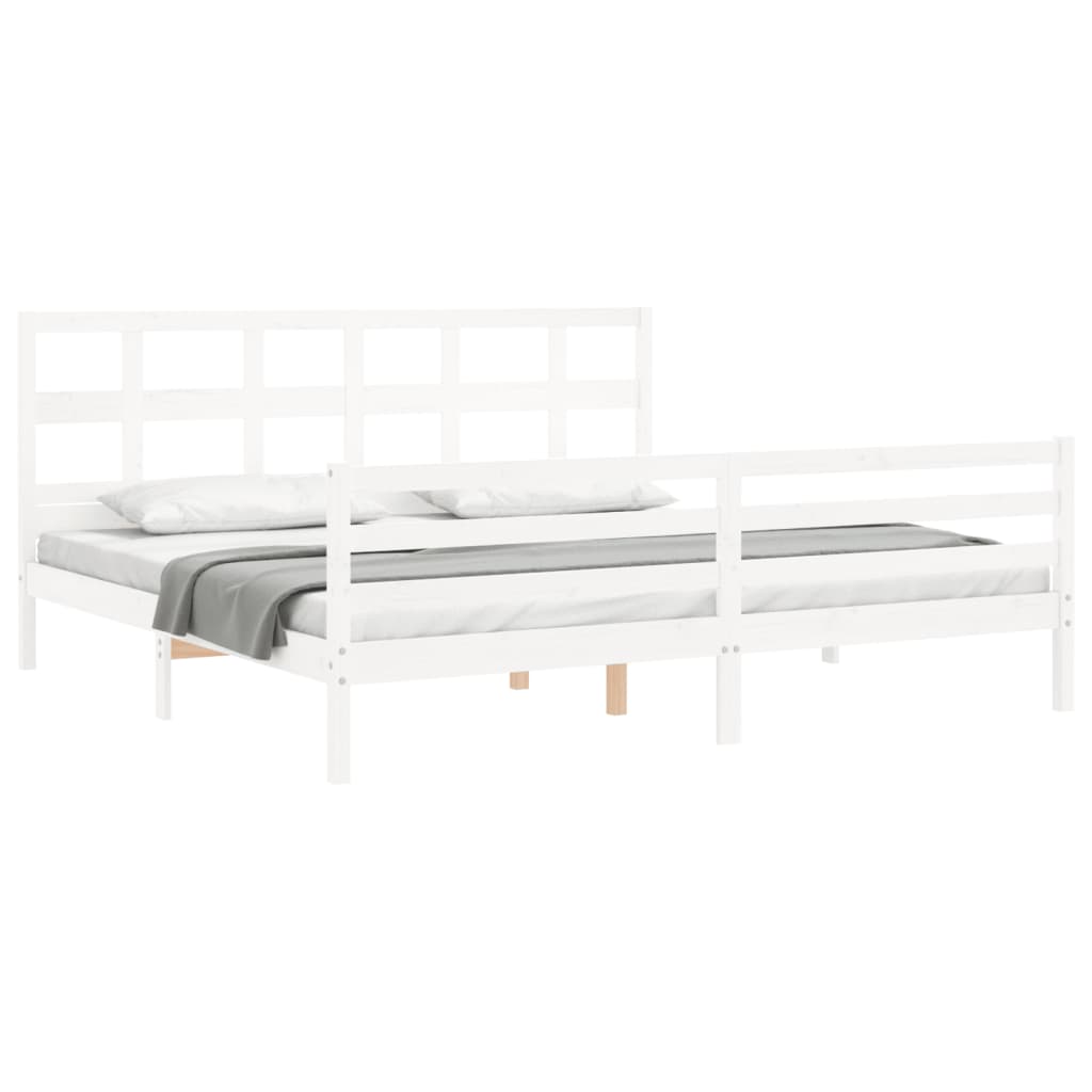 Bedframe met hoofdbord massief hout wit Bedden & bedframes | Creëer jouw Trendy Thuis | Gratis bezorgd & Retour | Trendy.nl