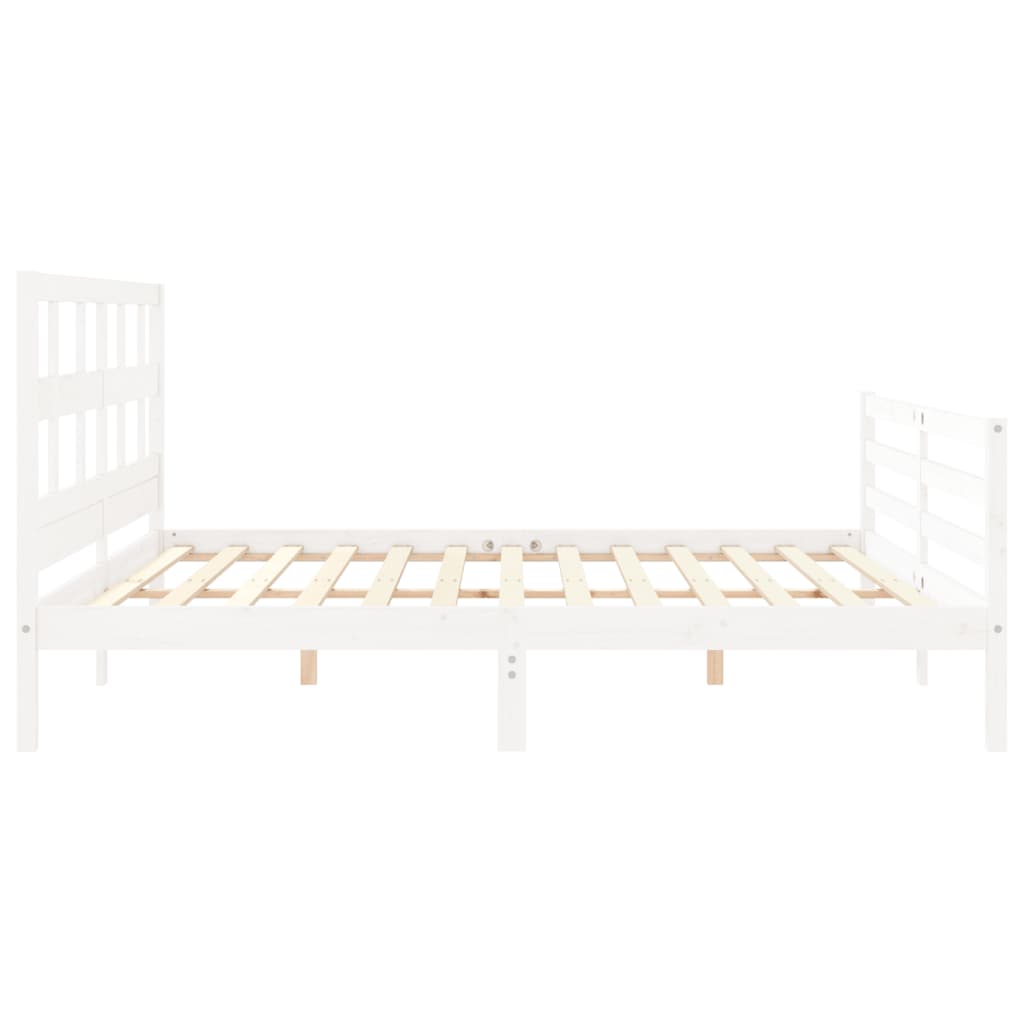 Bedframe met hoofdbord massief hout wit Bedden & bedframes | Creëer jouw Trendy Thuis | Gratis bezorgd & Retour | Trendy.nl