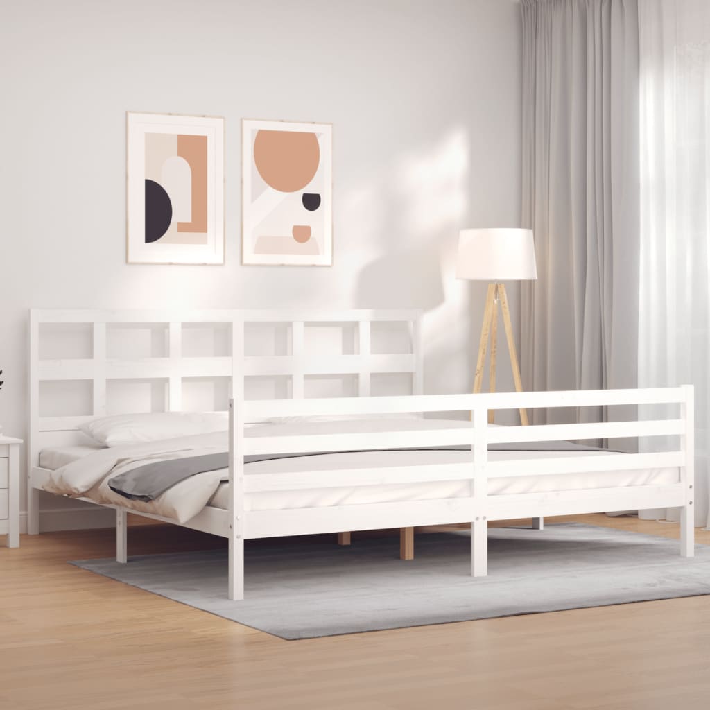 Bedframe met hoofdbord massief hout wit Bedden & bedframes | Creëer jouw Trendy Thuis | Gratis bezorgd & Retour | Trendy.nl