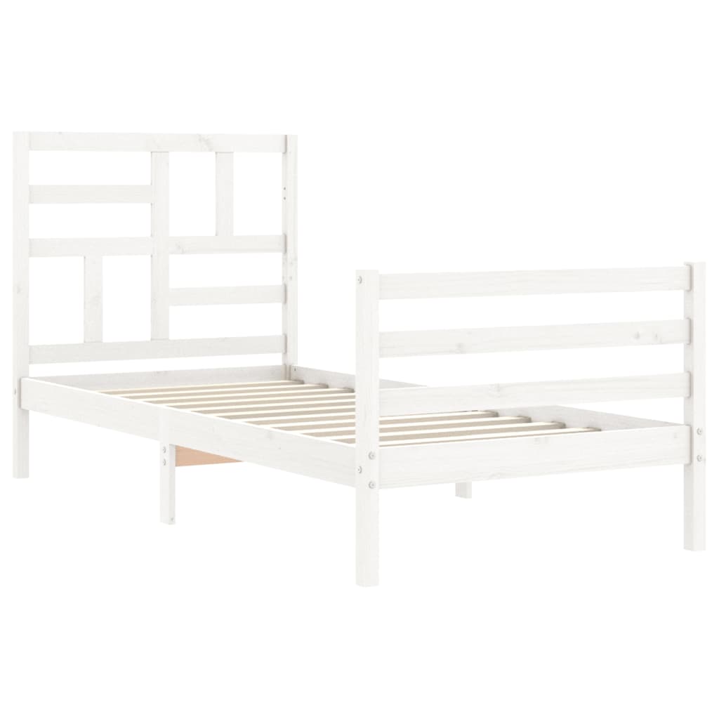 Bedframe met hoofdbord massief hout wit 90x200 cm Bedden & bedframes | Creëer jouw Trendy Thuis | Gratis bezorgd & Retour | Trendy.nl