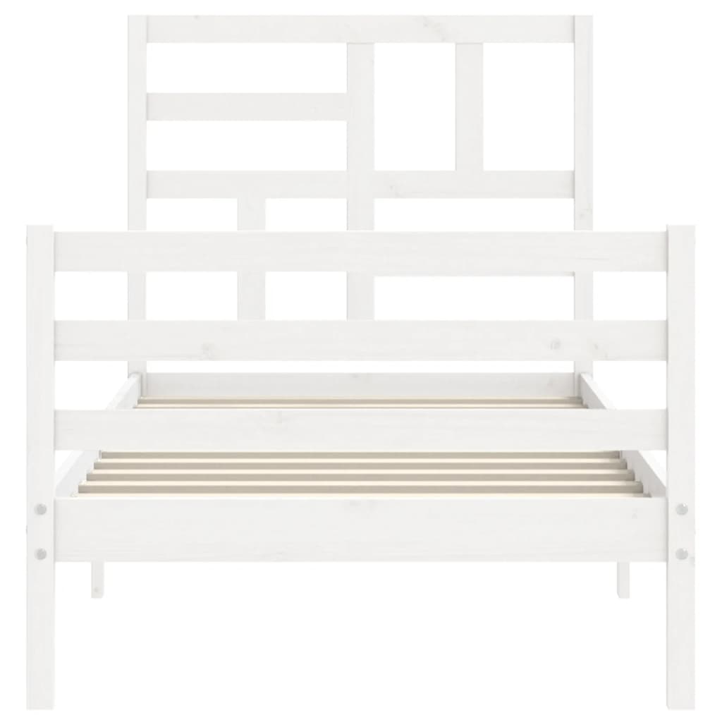 Bedframe met hoofdbord massief hout wit 90x200 cm Bedden & bedframes | Creëer jouw Trendy Thuis | Gratis bezorgd & Retour | Trendy.nl