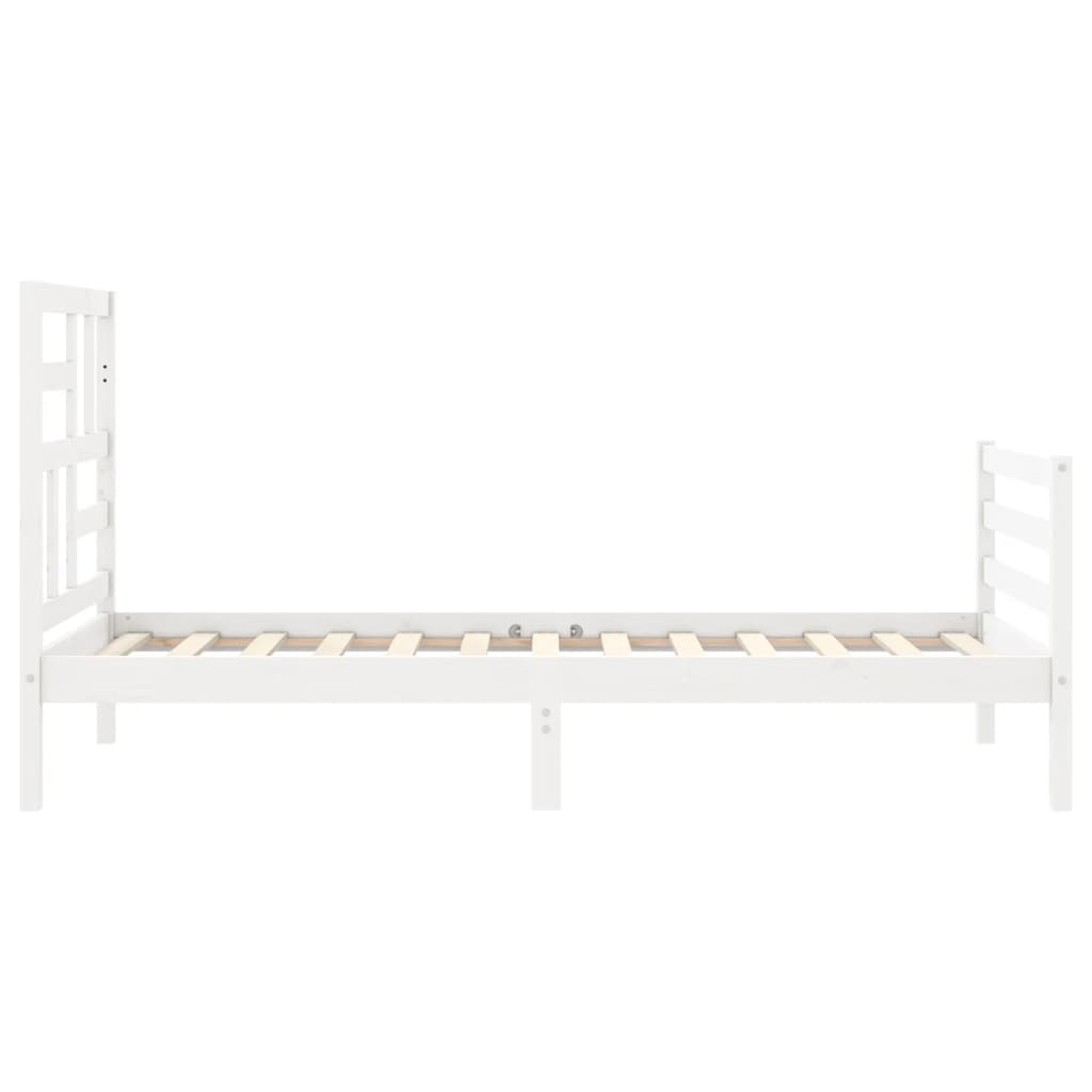 Bedframe met hoofdbord massief hout wit 90x200 cm Bedden & bedframes | Creëer jouw Trendy Thuis | Gratis bezorgd & Retour | Trendy.nl