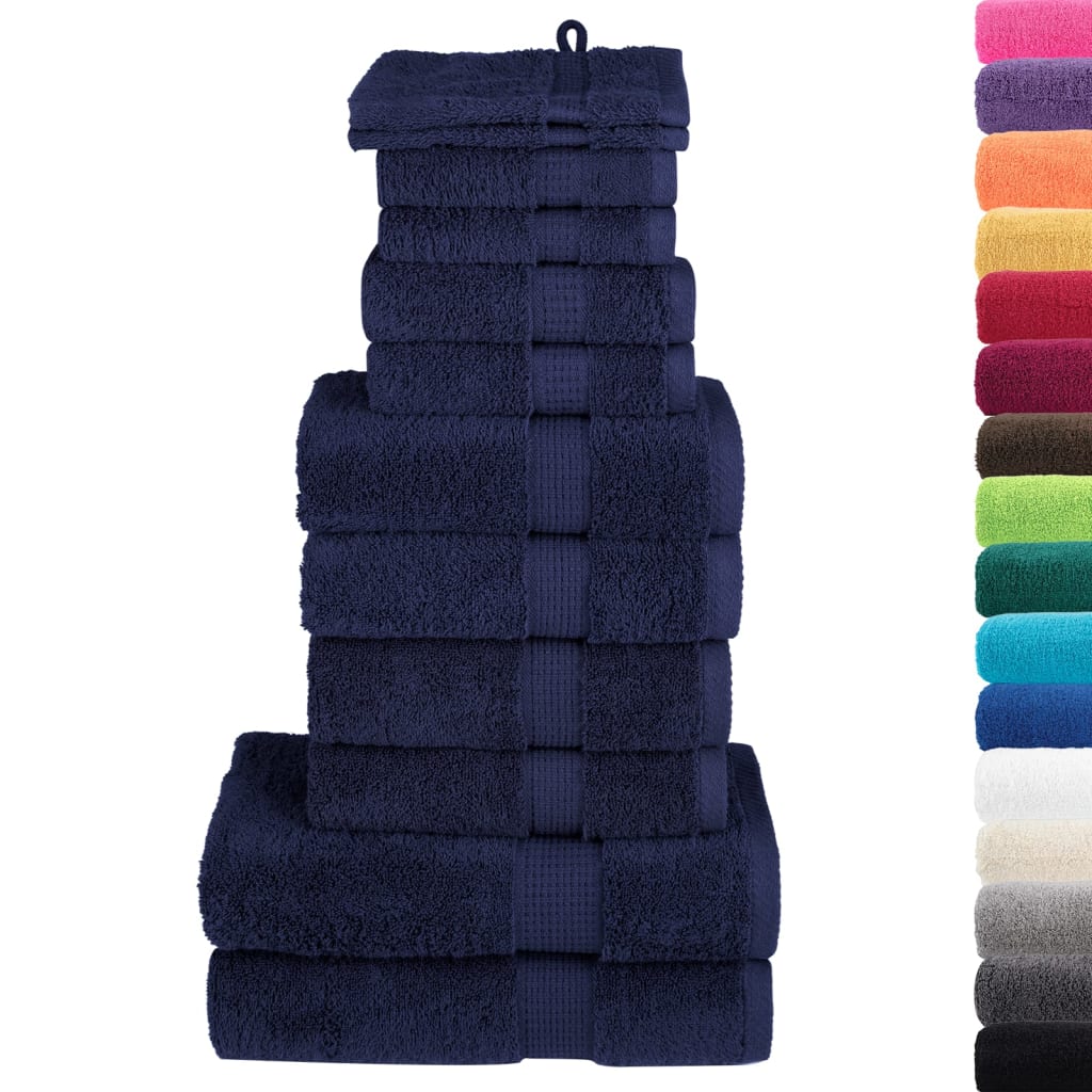 12-delige Handdoekenset 600 g/m² 100% katoen marineblauw Handdoeken | Creëer jouw Trendy Thuis | Gratis bezorgd & Retour | Trendy.nl