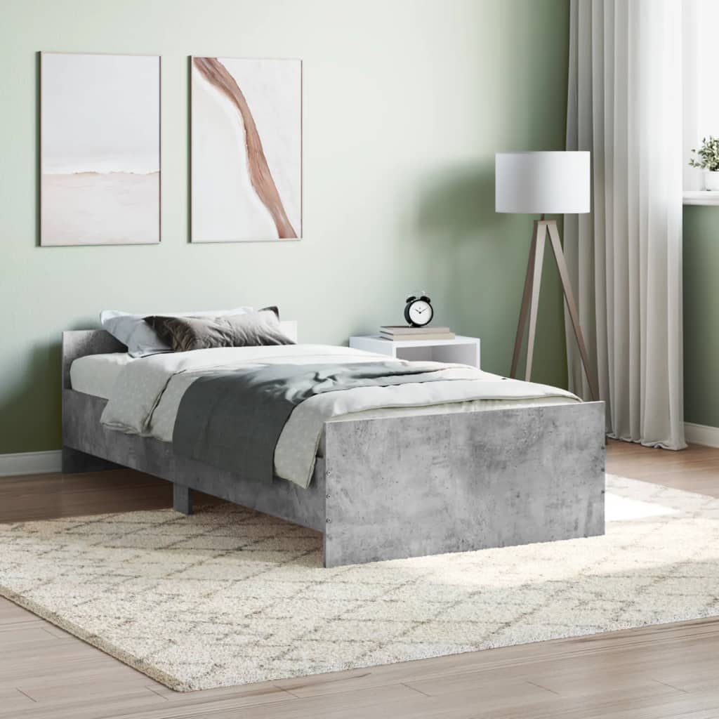 Bedframe bewerkt hout betongrijs 90x190 cm Bedden & bedframes | Creëer jouw Trendy Thuis | Gratis bezorgd & Retour | Trendy.nl