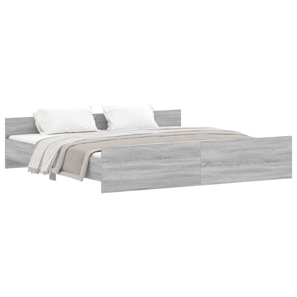 Bedframe met hoofd- en voeteneinde grijs sonoma 200x200 cm Bedden & bedframes | Creëer jouw Trendy Thuis | Gratis bezorgd & Retour | Trendy.nl