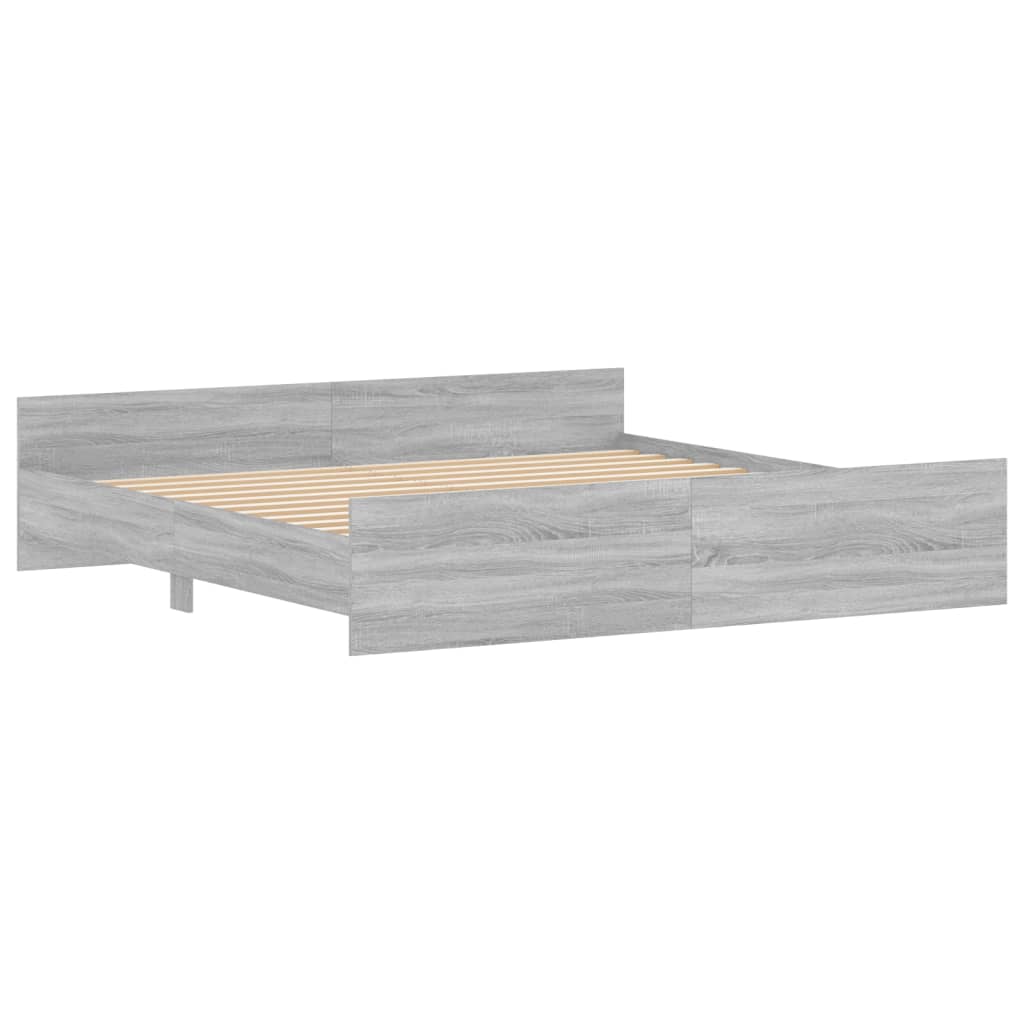 Bedframe met hoofd- en voeteneinde grijs sonoma 200x200 cm Bedden & bedframes | Creëer jouw Trendy Thuis | Gratis bezorgd & Retour | Trendy.nl