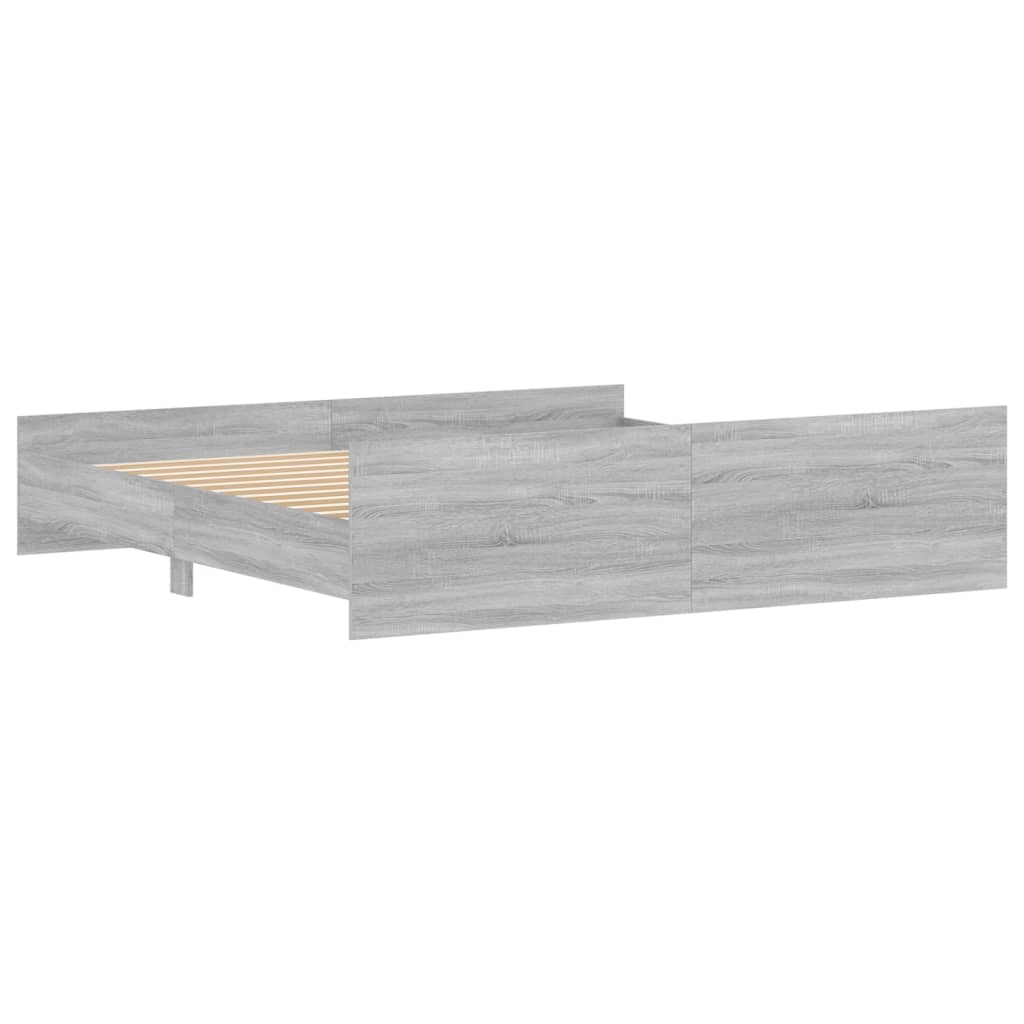 Bedframe met hoofd- en voeteneinde grijs sonoma 200x200 cm Bedden & bedframes | Creëer jouw Trendy Thuis | Gratis bezorgd & Retour | Trendy.nl