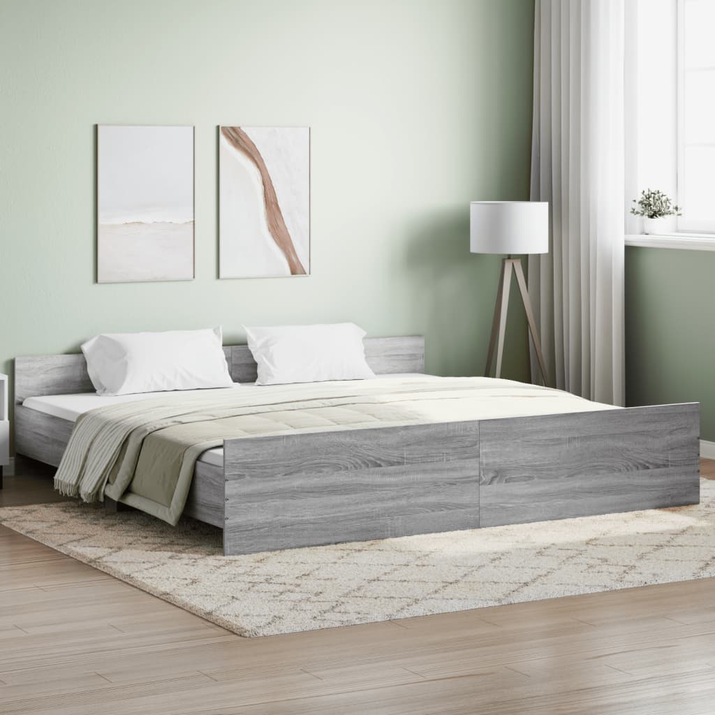 Bedframe met hoofd- en voeteneinde grijs sonoma 200x200 cm Bedden & bedframes | Creëer jouw Trendy Thuis | Gratis bezorgd & Retour | Trendy.nl