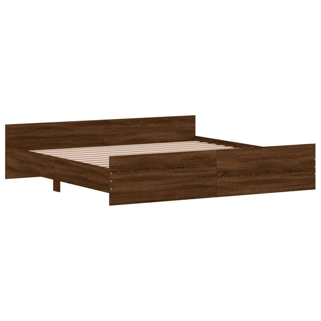 Bedframe hoofd- en voeteneinde bruin eikenkleur 200x200 cm Bedden & bedframes | Creëer jouw Trendy Thuis | Gratis bezorgd & Retour | Trendy.nl