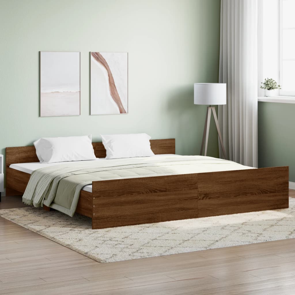 Bedframe hoofd- en voeteneinde bruin eikenkleur 200x200 cm Bedden & bedframes | Creëer jouw Trendy Thuis | Gratis bezorgd & Retour | Trendy.nl