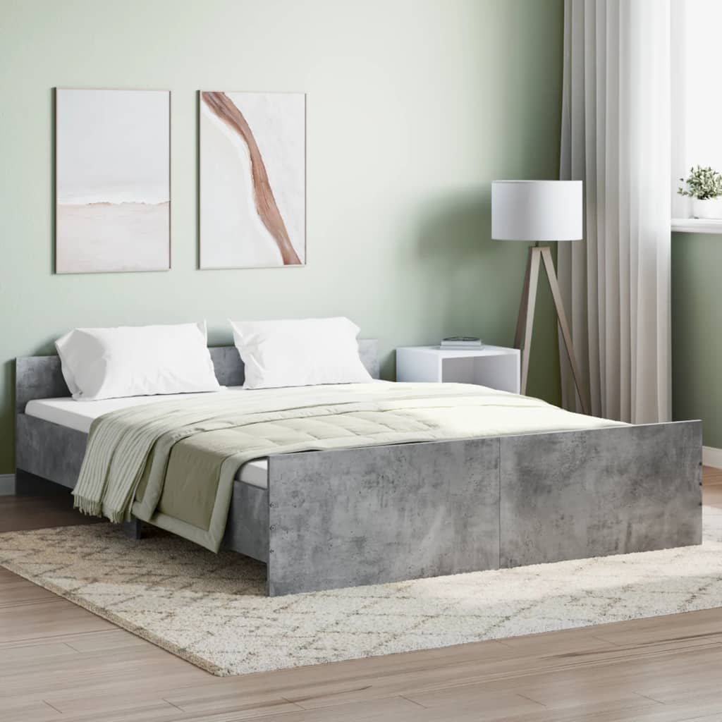 Bedframe met hoofd- en voeteneinde betongrijs 150x200 cm Bedden & bedframes | Creëer jouw Trendy Thuis | Gratis bezorgd & Retour | Trendy.nl