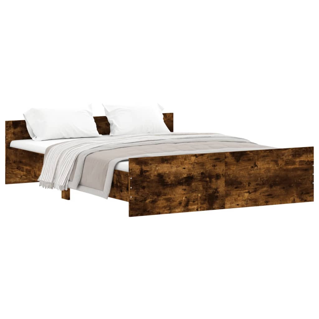 Bedframe met hoofd- en voeteneinde gerookt eiken 150x200 cm Bedden & bedframes | Creëer jouw Trendy Thuis | Gratis bezorgd & Retour | Trendy.nl