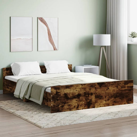 Bedframe met hoofd- en voeteneinde gerookt eiken 150x200 cm Bedden & bedframes | Creëer jouw Trendy Thuis | Gratis bezorgd & Retour | Trendy.nl