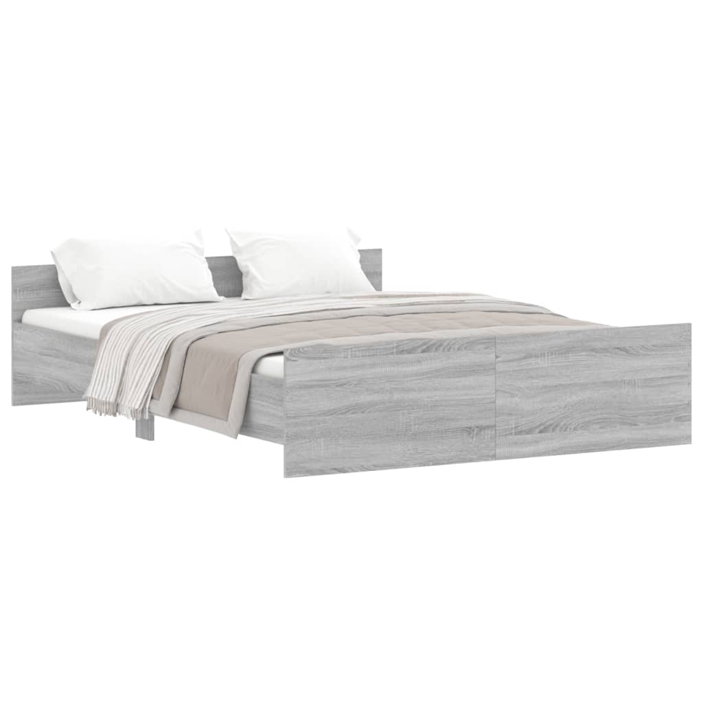 Bedframe met hoofd- en voeteneinde grijs sonoma 150x200 cm Bedden & bedframes | Creëer jouw Trendy Thuis | Gratis bezorgd & Retour | Trendy.nl