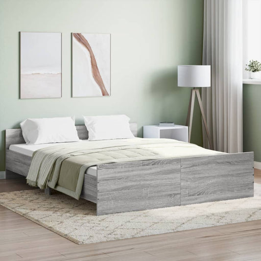 Bedframe met hoofd- en voeteneinde grijs sonoma 150x200 cm Bedden & bedframes | Creëer jouw Trendy Thuis | Gratis bezorgd & Retour | Trendy.nl