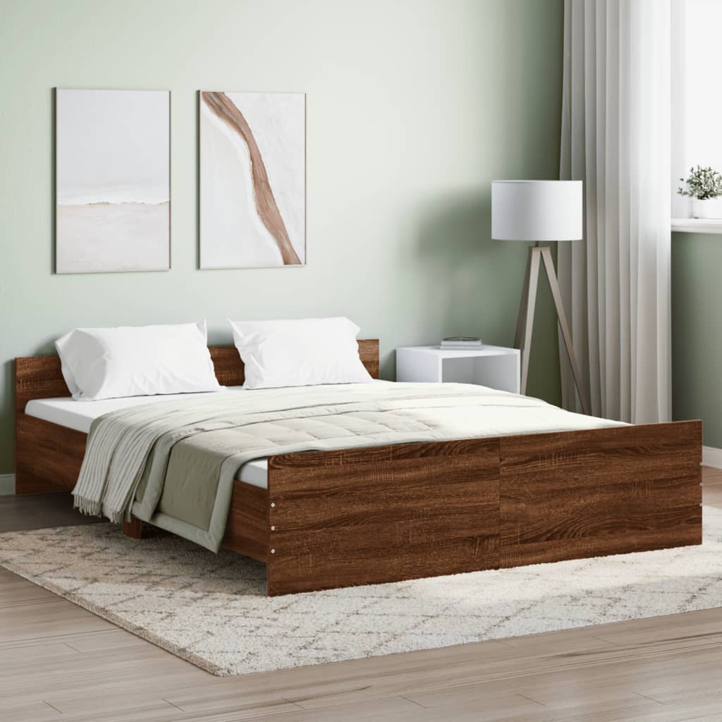 Bedframe hoofd- en voeteneinde bruin eikenkleur 150x200 cm Bedden & bedframes | Creëer jouw Trendy Thuis | Gratis bezorgd & Retour | Trendy.nl