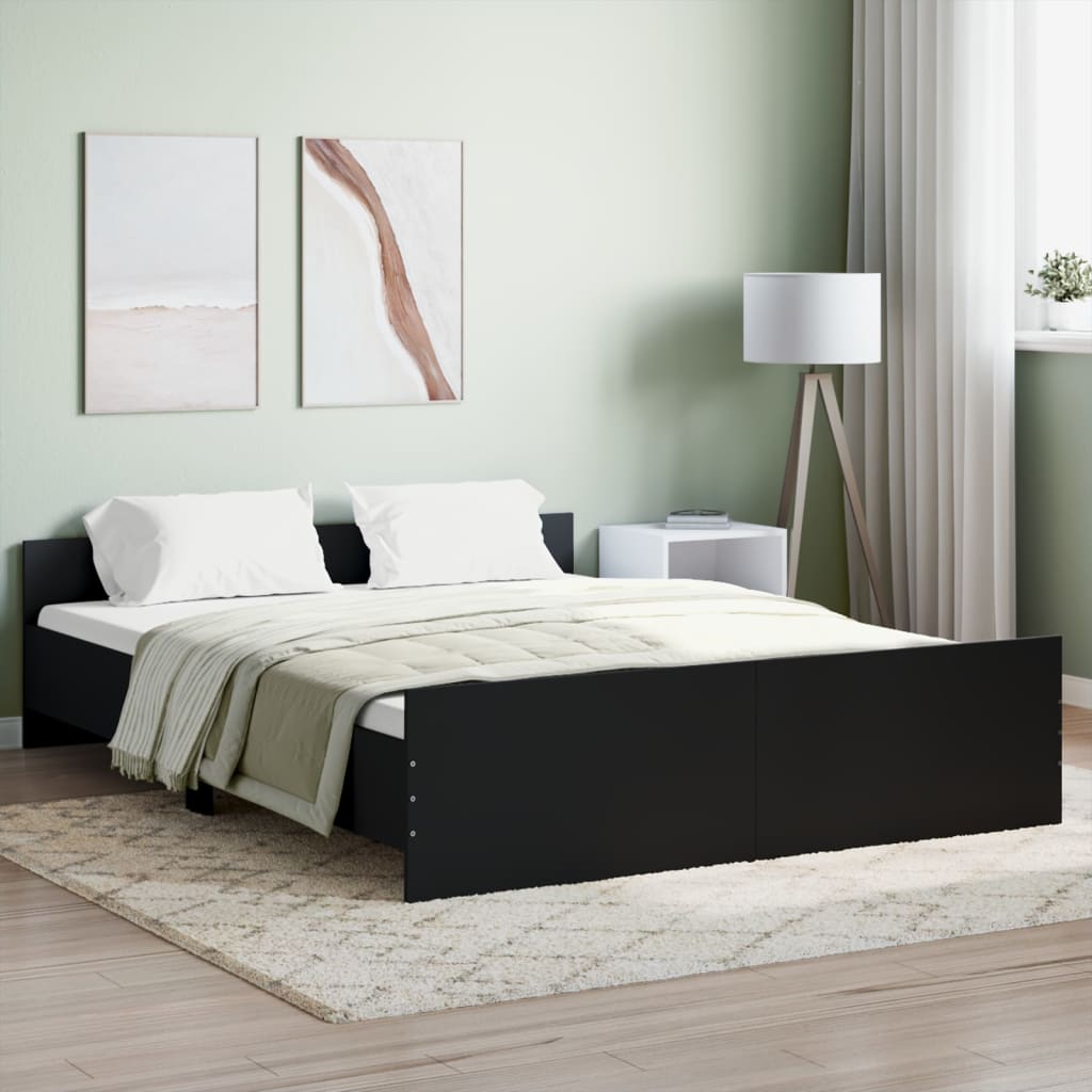 Bedframe met hoofd- en voeteneinde zwart 160x200 cm Bedden & bedframes | Creëer jouw Trendy Thuis | Gratis bezorgd & Retour | Trendy.nl