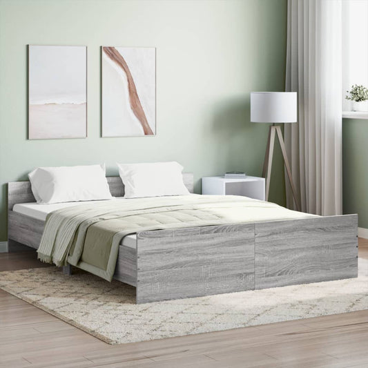 Bedframe met hoofd- en voeteneinde grijs sonoma 160x200 cm Bedden & bedframes | Creëer jouw Trendy Thuis | Gratis bezorgd & Retour | Trendy.nl