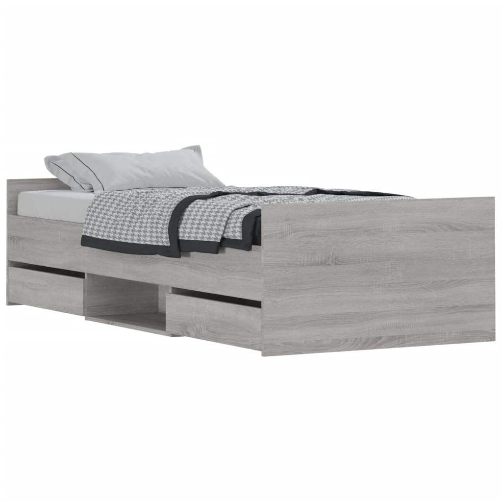 Bedframe met hoofd- en voeteneinde grijs sonoma 100x200 cm