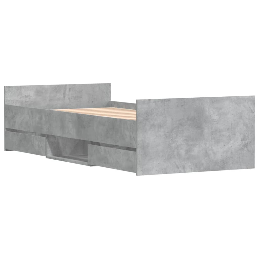Bedframe met hoofd- en voeteneinde betongrijs 90x200 cm