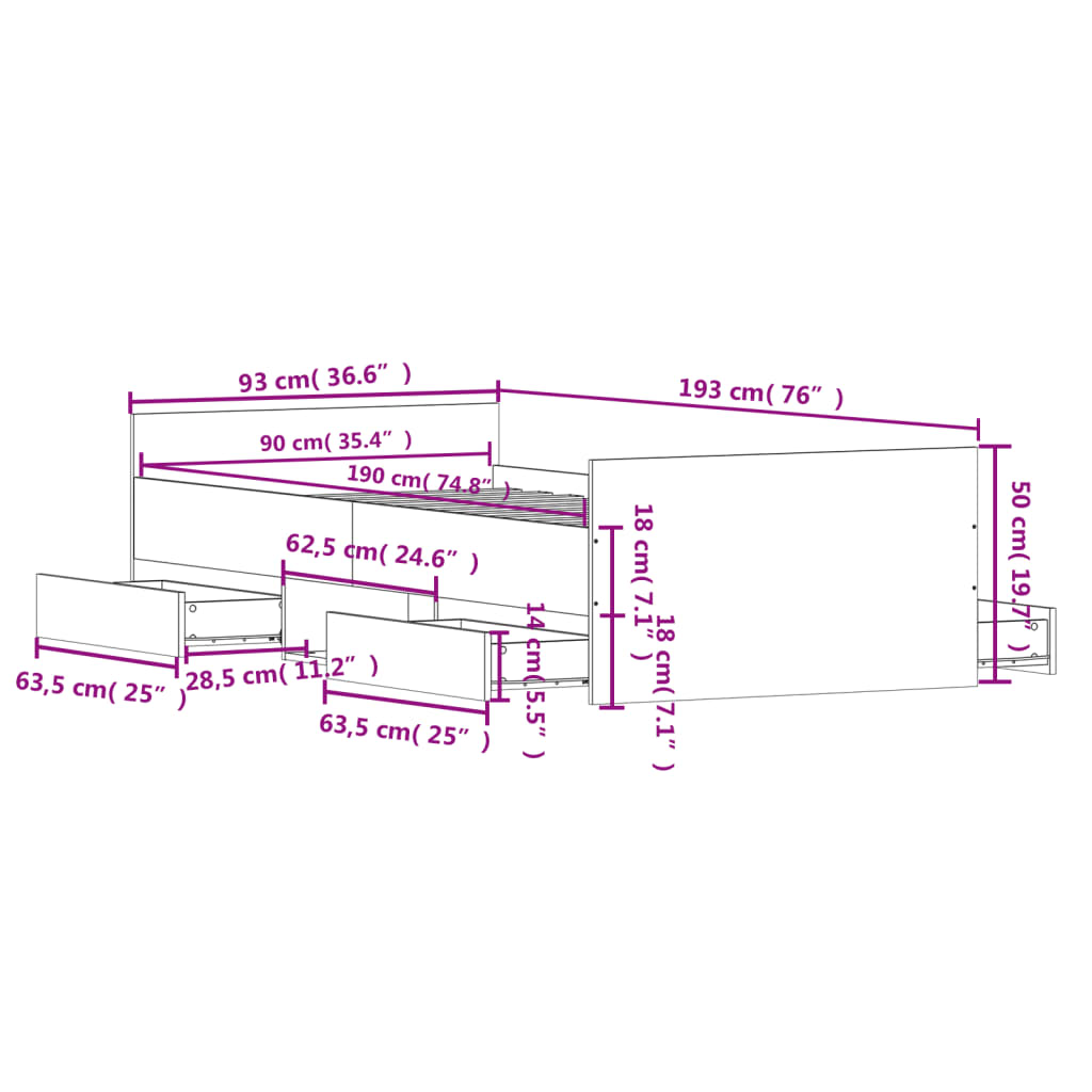 Bedframe met hoofd- en voeteneinde wit 90x190 cm Bedden & bedframes | Creëer jouw Trendy Thuis | Gratis bezorgd & Retour | Trendy.nl