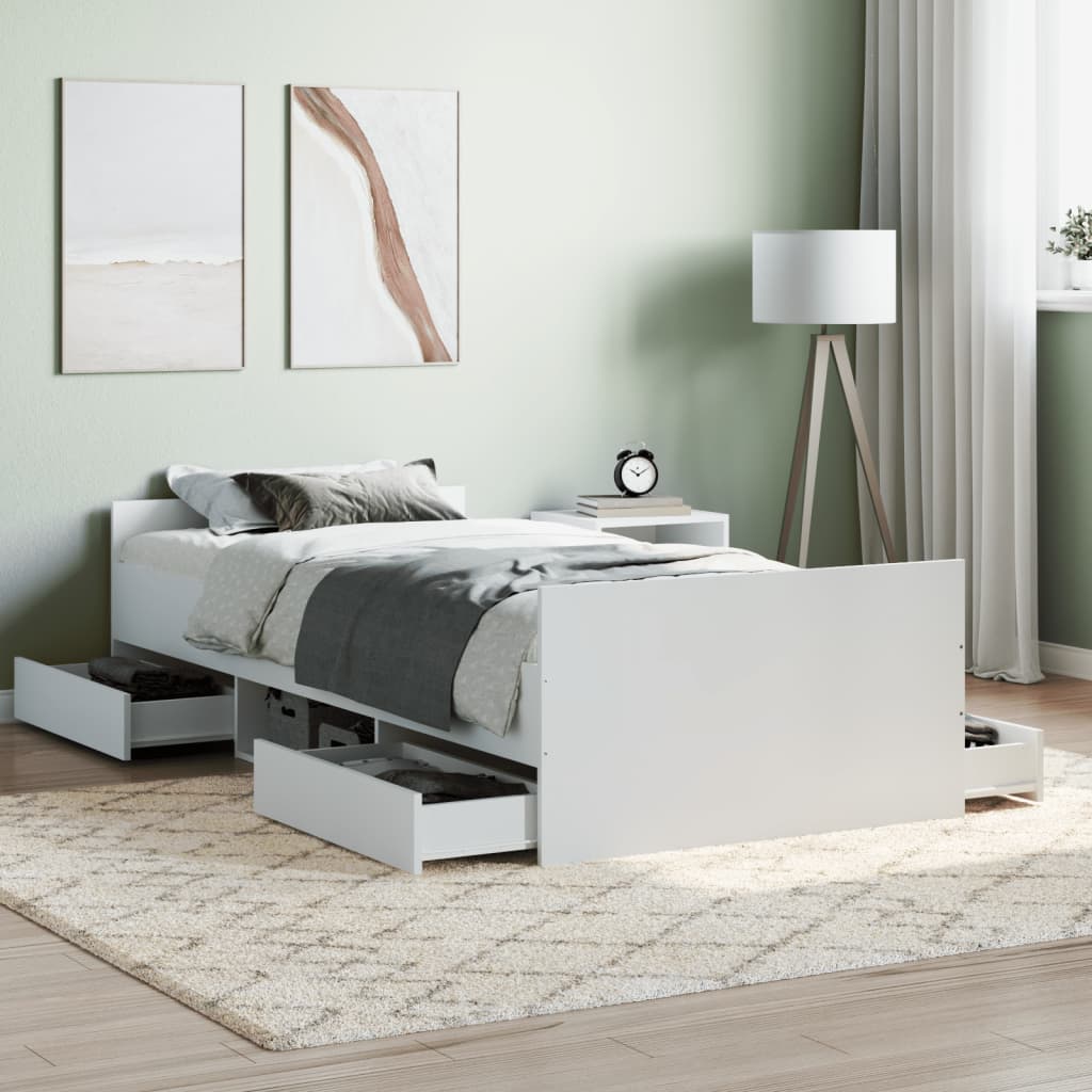 Bedframe met hoofd- en voeteneinde wit 90x190 cm Bedden & bedframes | Creëer jouw Trendy Thuis | Gratis bezorgd & Retour | Trendy.nl