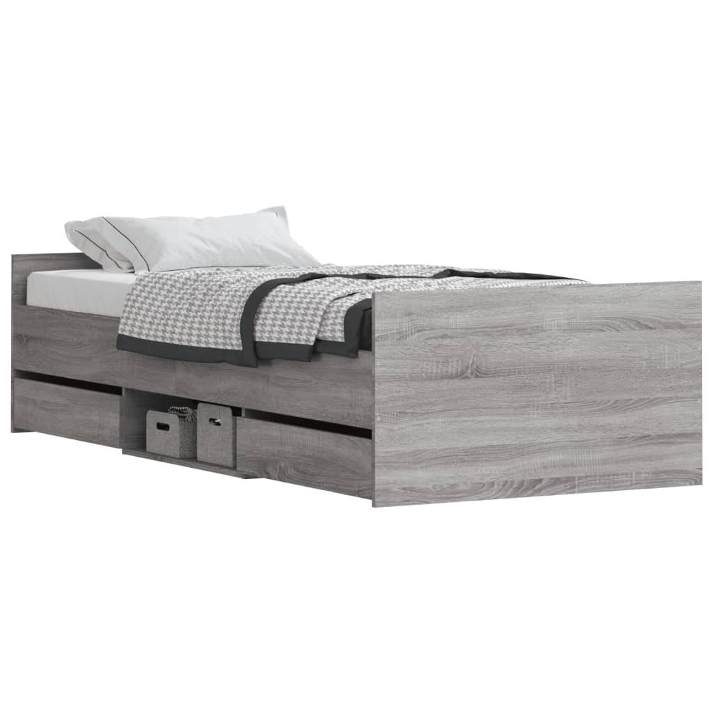 Bedframe met hoofd- en voeteneinde grijs sonoma eiken 90x190 cm Bedden & bedframes | Creëer jouw Trendy Thuis | Gratis bezorgd & Retour | Trendy.nl