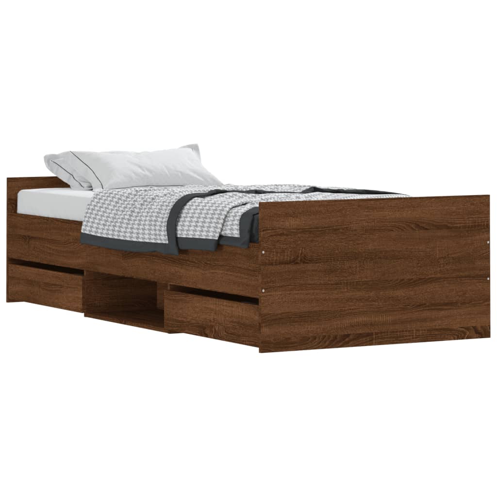 Bedframe met hoofd- en voeteneinde bruin eikenkleur 90x190 cm Bedden & bedframes | Creëer jouw Trendy Thuis | Gratis bezorgd & Retour | Trendy.nl