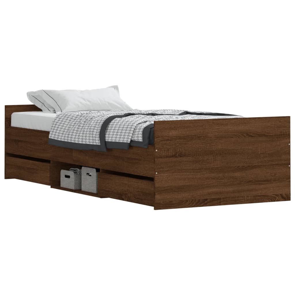 Bedframe met hoofd- en voeteneinde bruin eikenkleur 90x190 cm Bedden & bedframes | Creëer jouw Trendy Thuis | Gratis bezorgd & Retour | Trendy.nl