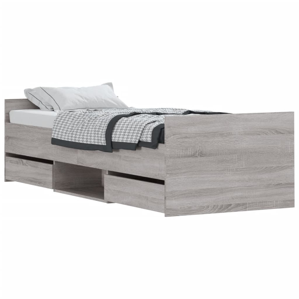 Bedframe met hoofd- en voeteneinde grijs sonoma 75x190 cm Bedden & bedframes | Creëer jouw Trendy Thuis | Gratis bezorgd & Retour | Trendy.nl