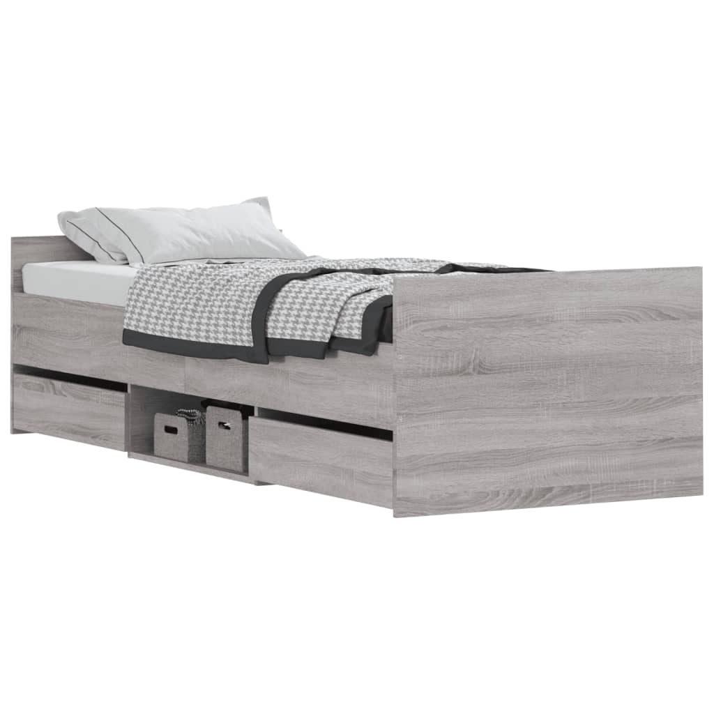 Bedframe met hoofd- en voeteneinde grijs sonoma 75x190 cm Bedden & bedframes | Creëer jouw Trendy Thuis | Gratis bezorgd & Retour | Trendy.nl