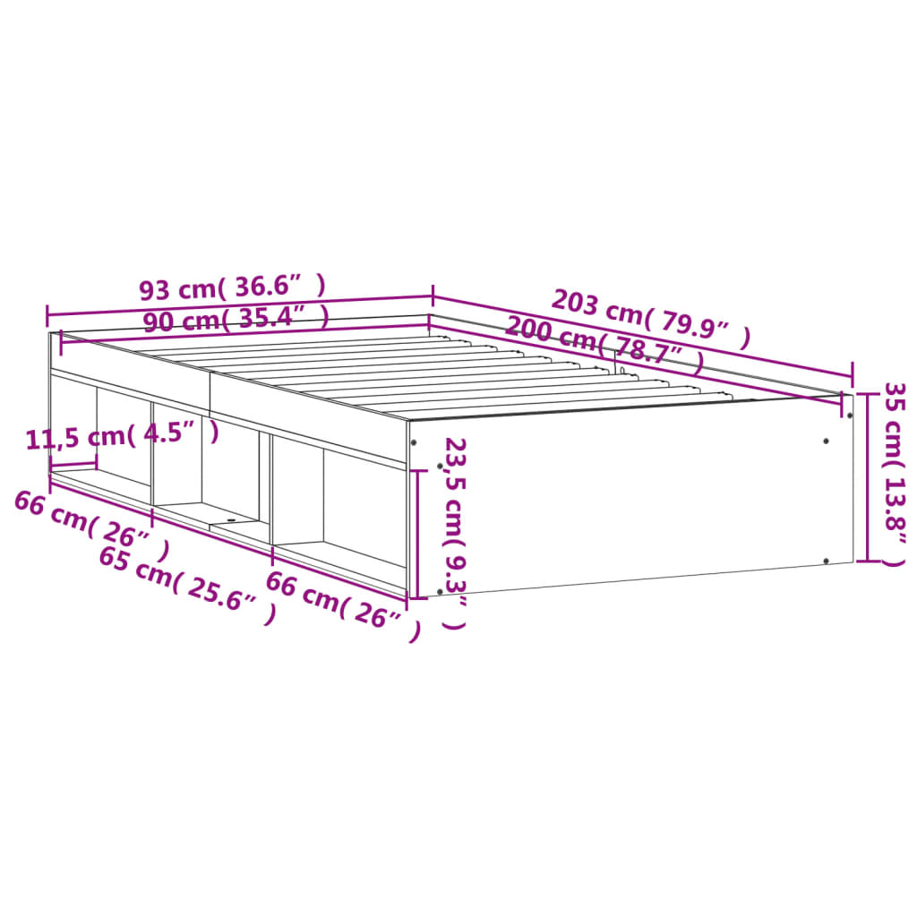 Bedframe zwart 90x200 cm Bedden & bedframes | Creëer jouw Trendy Thuis | Gratis bezorgd & Retour | Trendy.nl