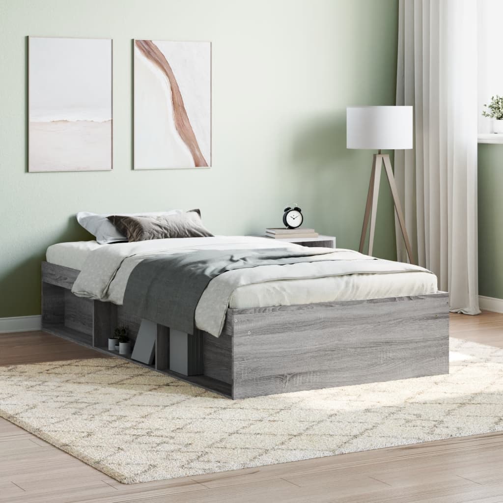 Bedframe grijs sonoma eikenkleurig 90x190 cm Bedden & bedframes | Creëer jouw Trendy Thuis | Gratis bezorgd & Retour | Trendy.nl