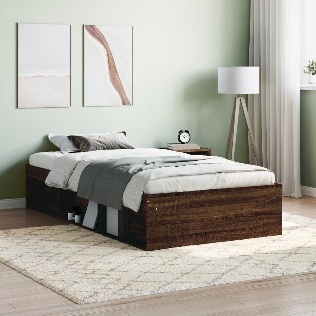 Bedframe bruin eikenkleur 90x190 cm Bedden & bedframes | Creëer jouw Trendy Thuis | Gratis bezorgd & Retour | Trendy.nl