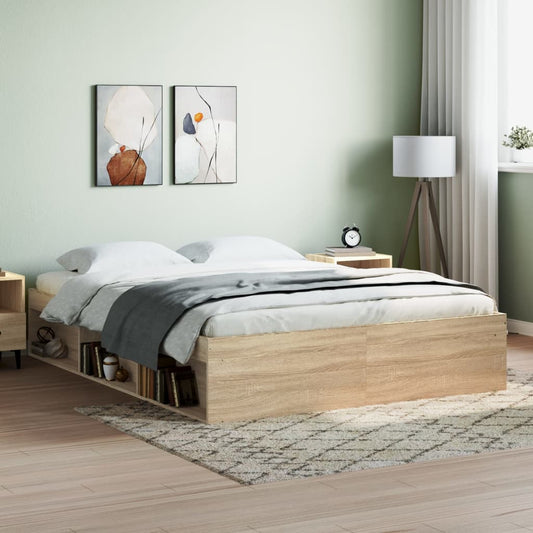 Bedframe sonoma eikenkleurig 150x200 cm King Size Bedden & bedframes | Creëer jouw Trendy Thuis | Gratis bezorgd & Retour | Trendy.nl