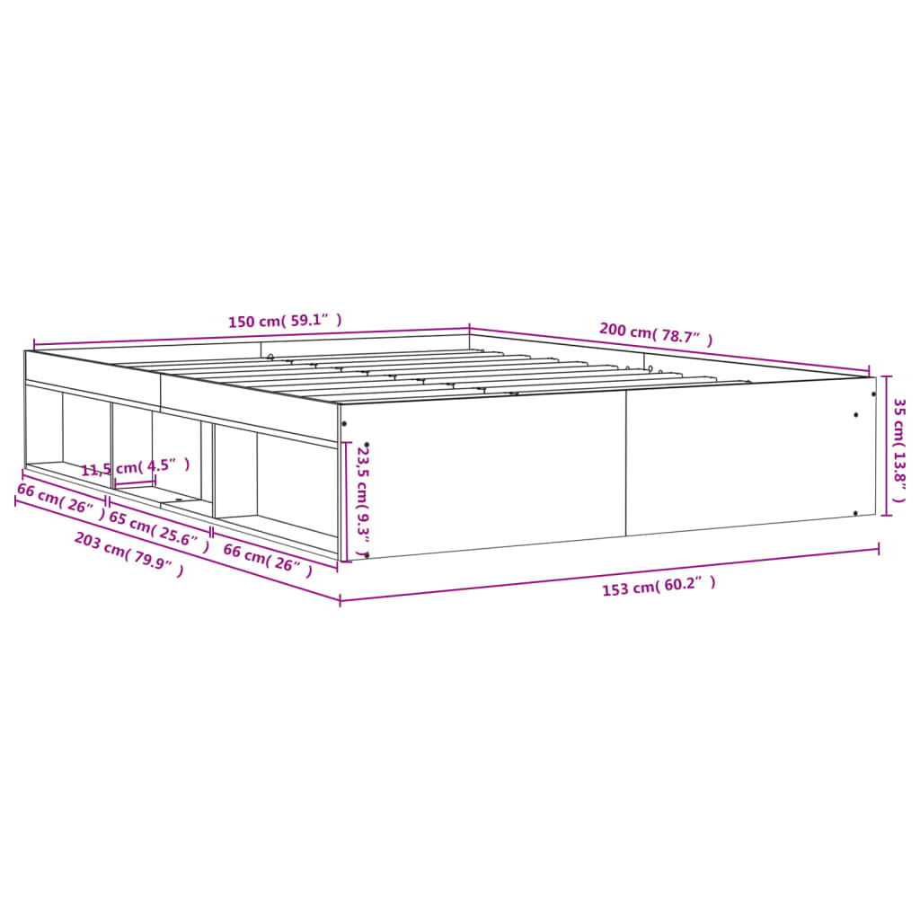 Bedframe bruin eikenkleur 150x200 cm King Size