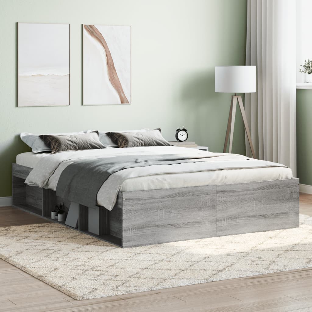 Bedframe grijs sonoma eikenkleurig 135x190 cm Double Bedden & bedframes | Creëer jouw Trendy Thuis | Gratis bezorgd & Retour | Trendy.nl