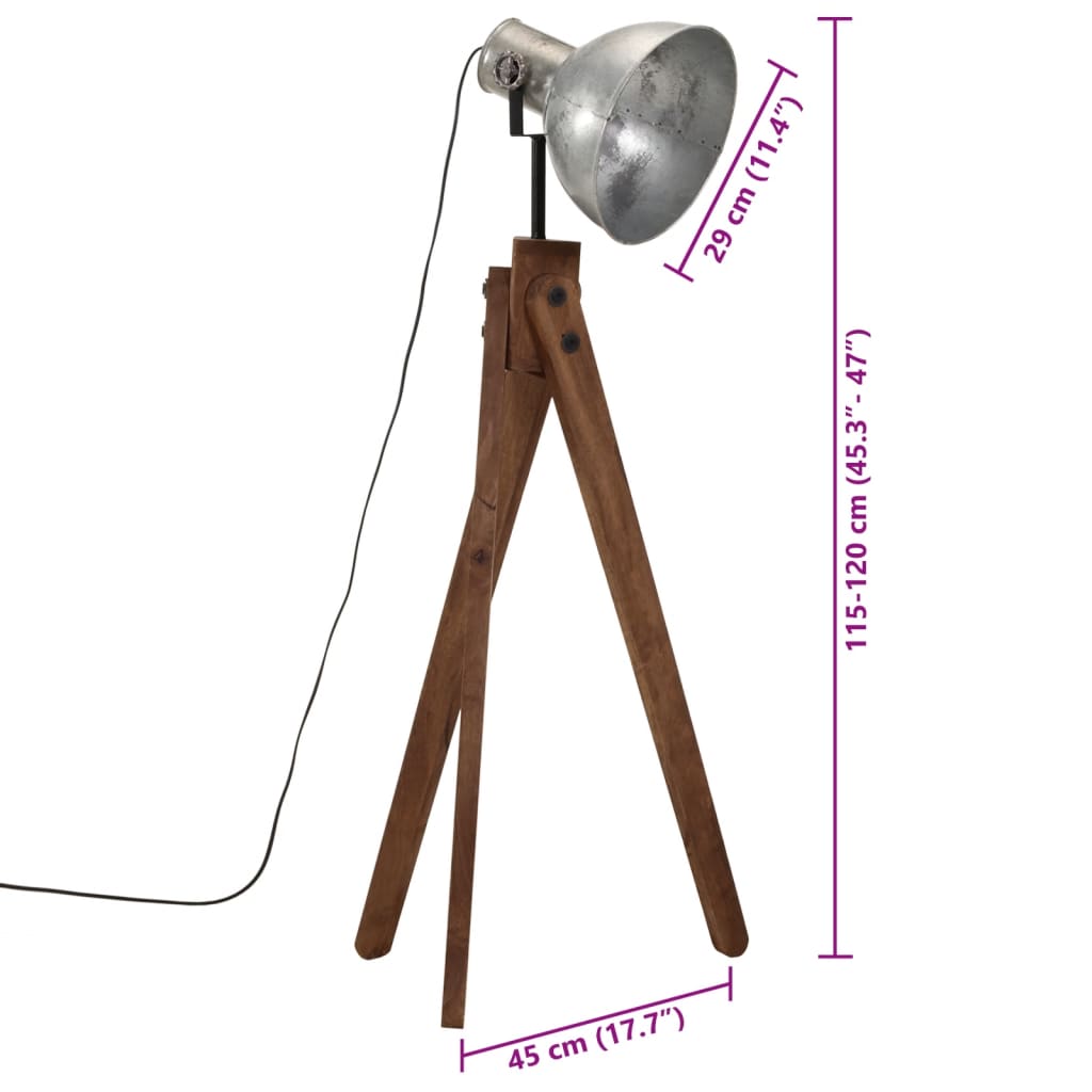 Vloerlamp 25 W E27 45x45x120 cm vintage zilverkleurig Lampen | Creëer jouw Trendy Thuis | Gratis bezorgd & Retour | Trendy.nl