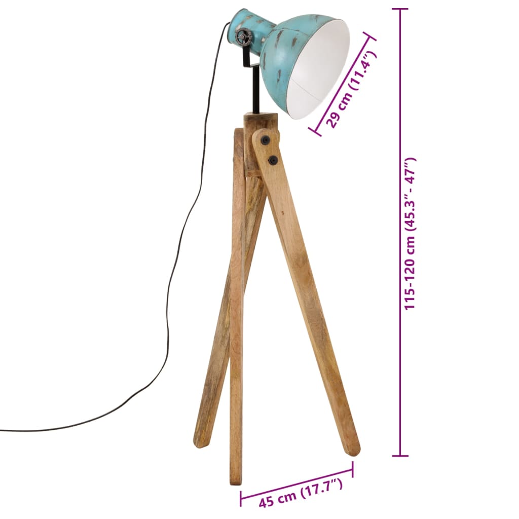 Vloerlamp 25 W E27 45x45x120 cm verweerd blauw Lampen | Creëer jouw Trendy Thuis | Gratis bezorgd & Retour | Trendy.nl