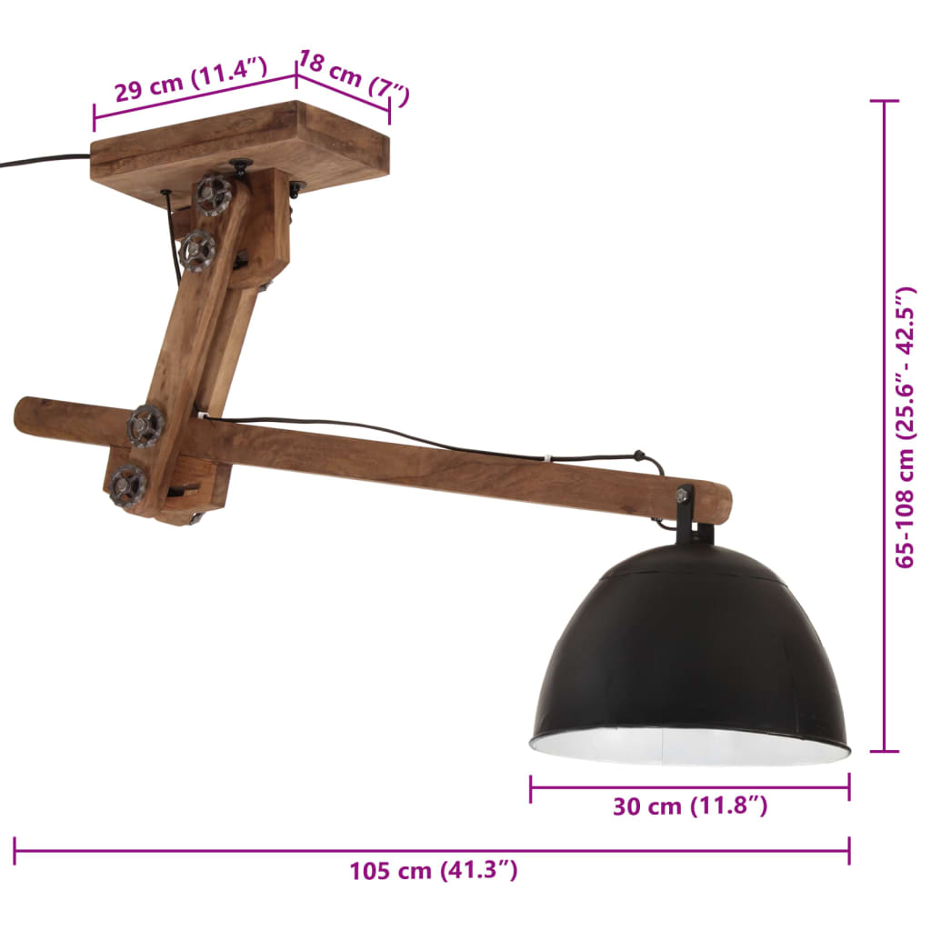 Plafondlamp 25 W E27 105x30x65-108 cm zwart Lampen | Creëer jouw Trendy Thuis | Gratis bezorgd & Retour | Trendy.nl