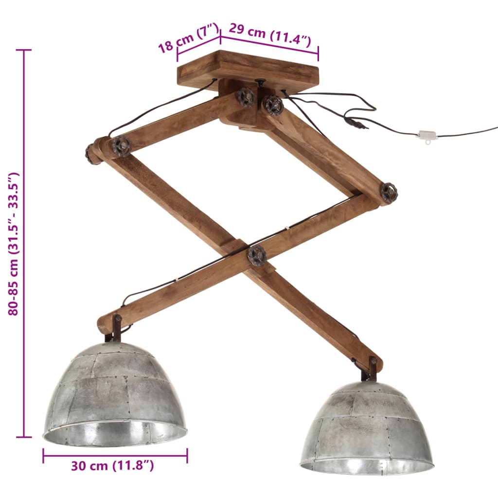 Plafondlamp 25 W E27 29x18x85 cm vintage zilverkleurig Lampen | Creëer jouw Trendy Thuis | Gratis bezorgd & Retour | Trendy.nl