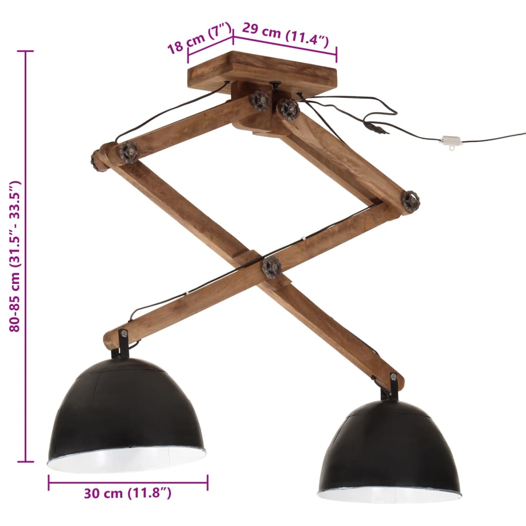 Plafondlamp 25 W E27 29x18x85 cm zwart Lampen | Creëer jouw Trendy Thuis | Gratis bezorgd & Retour | Trendy.nl