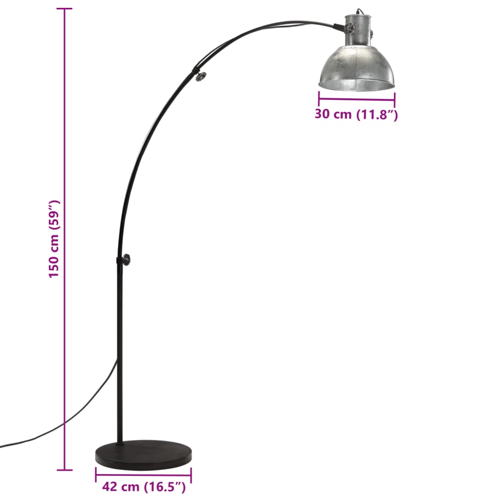 Vloerlamp 25 W E27 150 cm vintage zilverkleurig Lampen | Creëer jouw Trendy Thuis | Gratis bezorgd & Retour | Trendy.nl