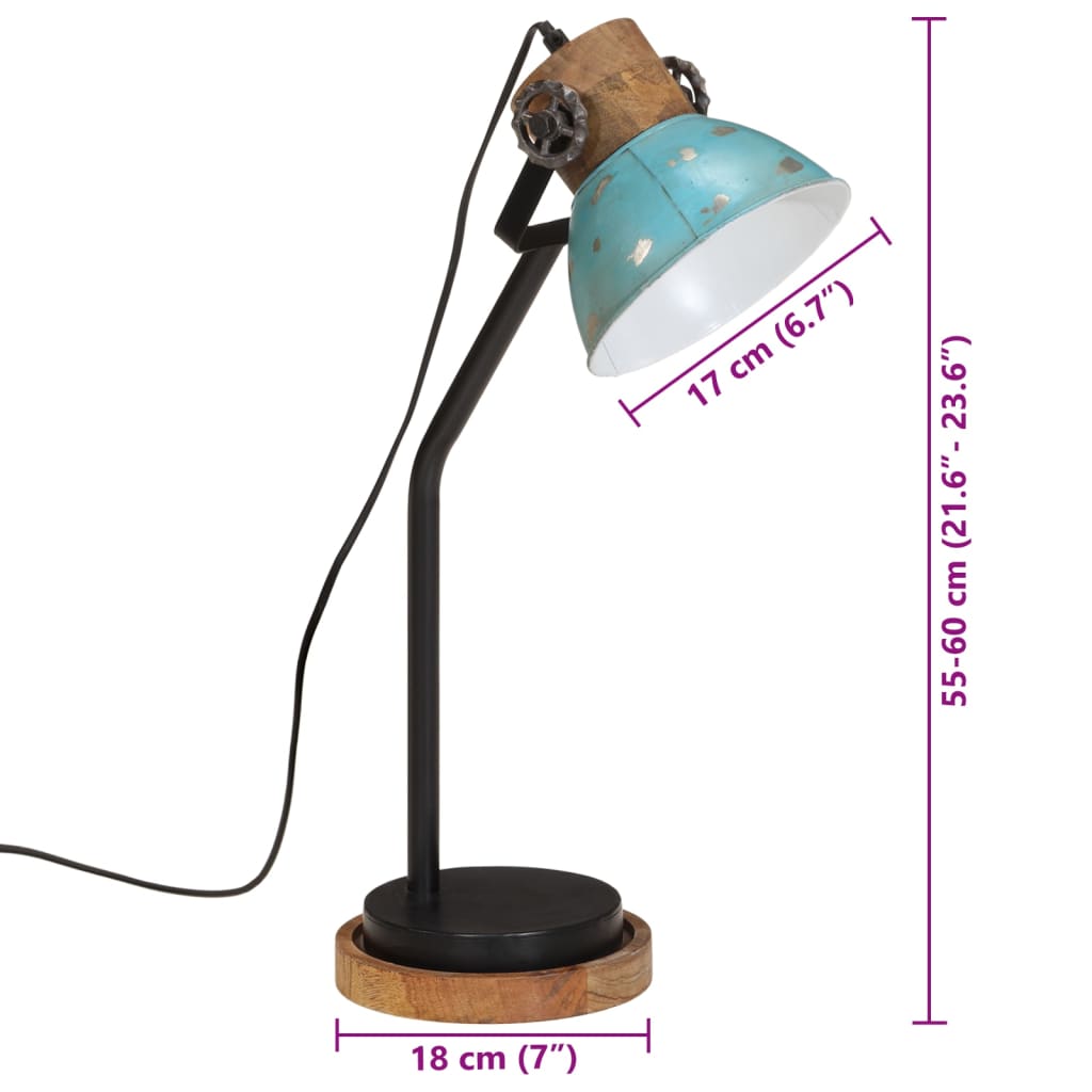 Bureaulamp 25 W E27 18x18x60 cm verweerd blauw Lampen | Creëer jouw Trendy Thuis | Gratis bezorgd & Retour | Trendy.nl