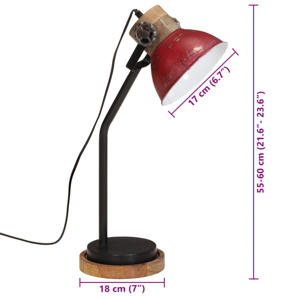 Bureaulamp 25 W E27 18x18x60 cm verweerd rood Lampen | Creëer jouw Trendy Thuis | Gratis bezorgd & Retour | Trendy.nl