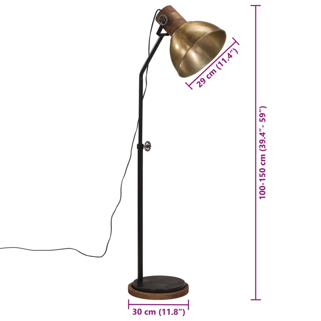 Vloerlamp 25 W E27 30x30x100-150 cm antiek messingkleurig Lampen | Creëer jouw Trendy Thuis | Gratis bezorgd & Retour | Trendy.nl