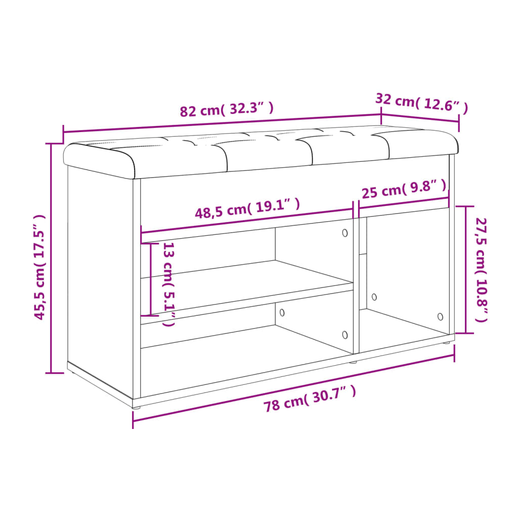 Schoenenbank 82x32x45,5 cm bewerkt hout wit Opberg- & halbankjes | Creëer jouw Trendy Thuis | Gratis bezorgd & Retour | Trendy.nl