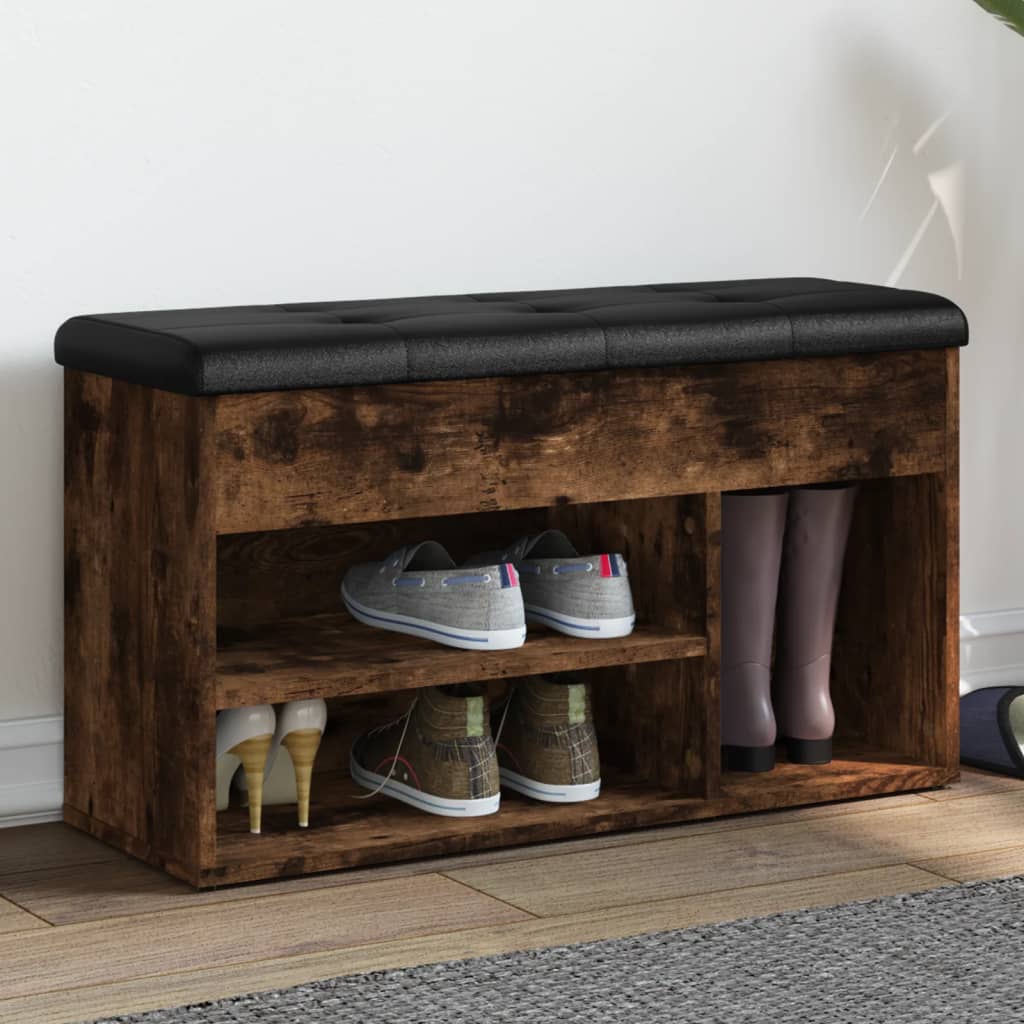 Schoenenbank 82x32x45,5 cm bewerkt hout gerookt eikenkleurig Opberg- & halbankjes | Creëer jouw Trendy Thuis | Gratis bezorgd & Retour | Trendy.nl