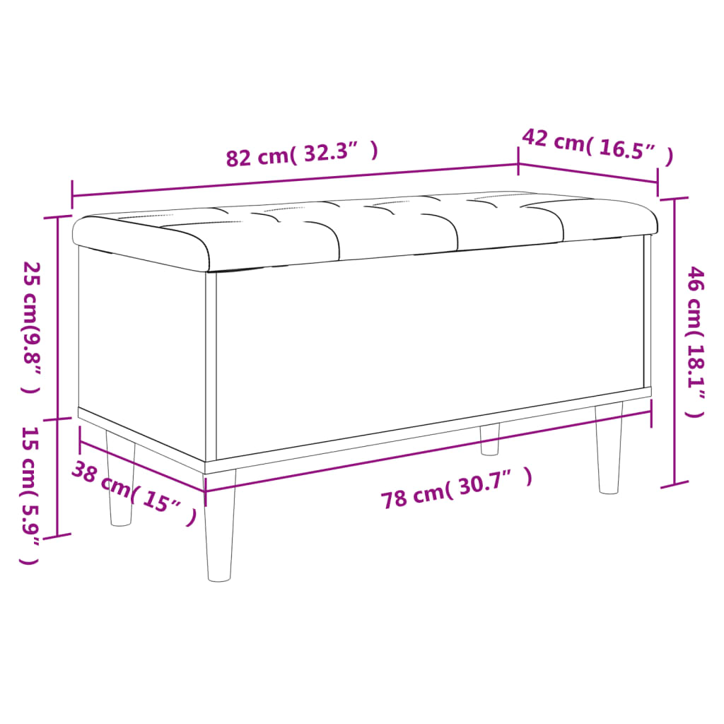 Opbergbankje 82x42x46 cm bewerkt hout wit