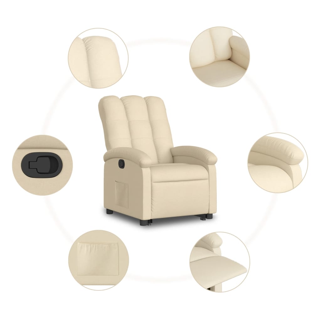 Sta-op-stoel verstelbaar stof crèmekleurig Fauteuils & Relaxfauteuils | Creëer jouw Trendy Thuis | Gratis bezorgd & Retour | Trendy.nl